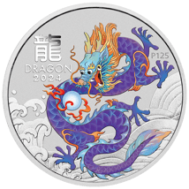 1/2 Unze Silber Lunar III Drache 2024 Lila (Auflage: 200.000)