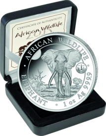1 Unze Silber Somalia Elefant 2025 Motiv (Privymark: ANA Chicago | Auflage: 1.000 | Jahrgang 2024)