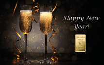 1g Goldbarren Heimerle und Meule Happy New Year FineCard