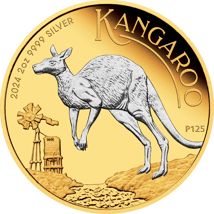 2 Unze Silber Känguru Nugget 2024 (Auflage: 3.000 | teilvergoldet | Polierte Platte)