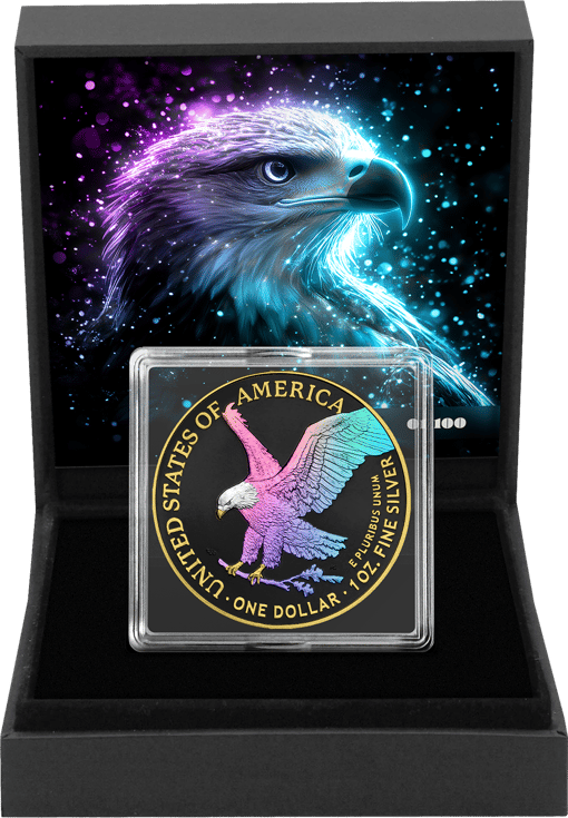 1 Unze Silber American Eagle Hologramm Black Ruthenium (Auflage: 100 | teilvergoldet)