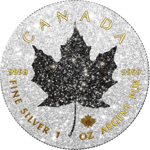 Unze Silber Maple Leaf Iced Out Edition Auflage Vergoldet